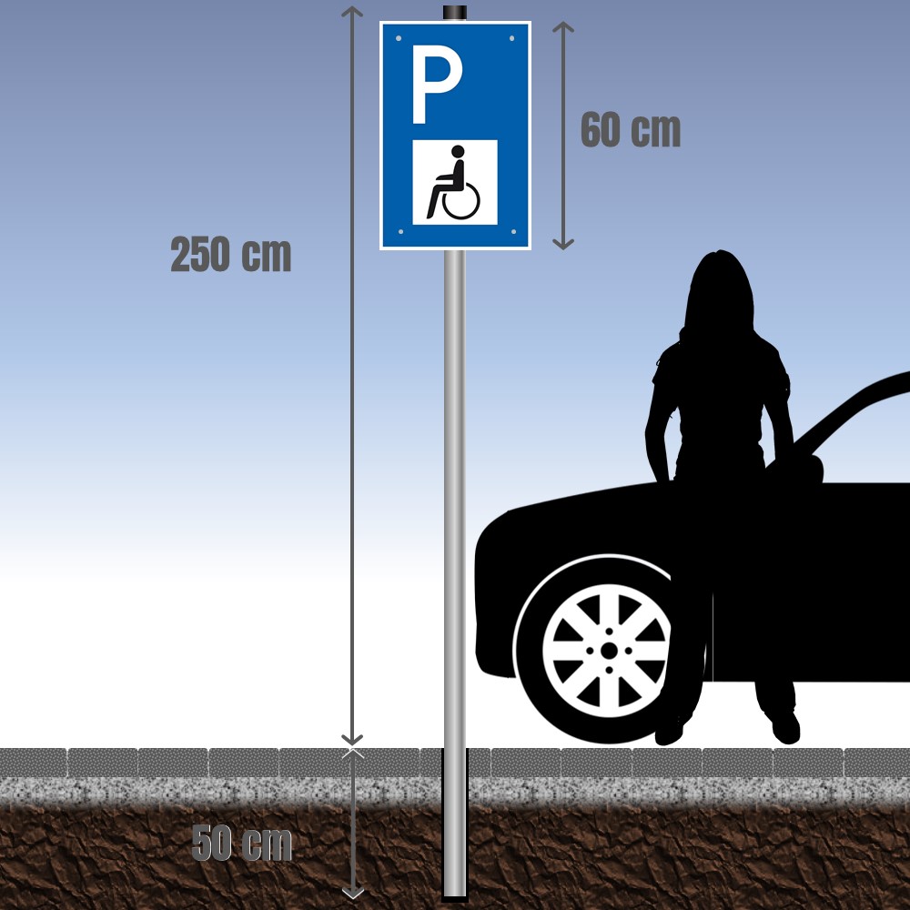 JDB-parkplatzschild-mit-behinderten-symbol-und-3m-einbetonier-pfosten-praxisbild