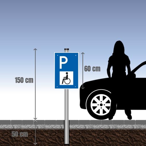 JDD-parkplatzschild-mit-behinderten-symbol-und-2m-einbetonier-pfosten-praxisbild