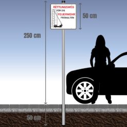 JDH-feuerwehrschild-und-3m-einbetonier-pfosten-praxisbild