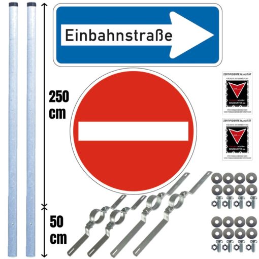 JDQ-einfahrt-verboten-ra-einbahnstrasse-rechts-ra-und-2-x-3m-einbetonier-pfosten