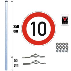 JEE-10kmh-schild-und-3m-einbetonier-pfosten