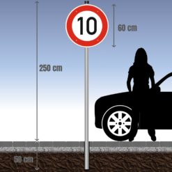 JEF-10kmh-schild-und-3m-einbetonier-pfosten-praxisbild