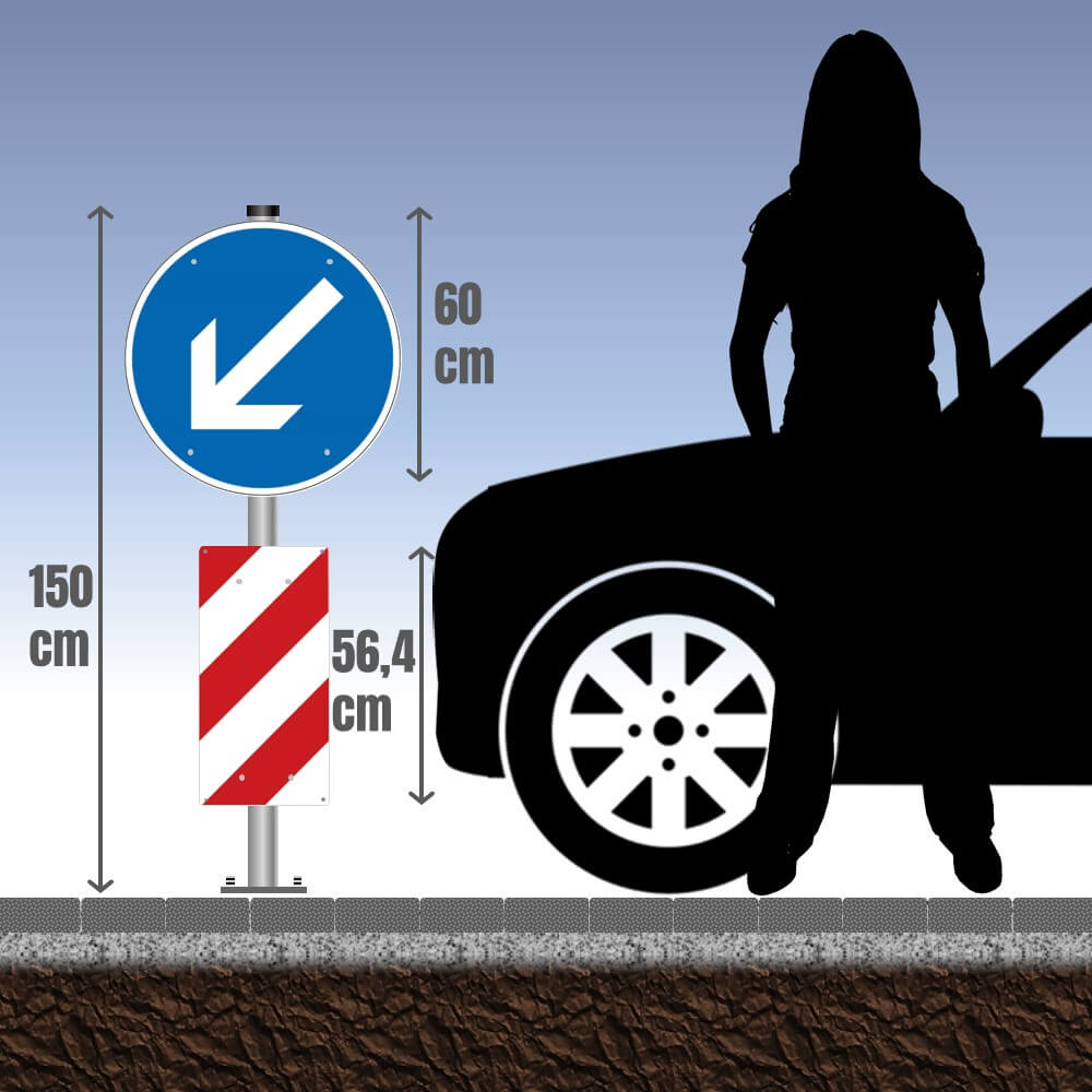 KLL-komplett-set-verkehrsinsel-links-150cm-hoehenvergleich