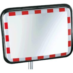 DJH-edelstahl-verkehrsspiegel-rechteckig-rot-weiss-reflektierende-warnmarkierung