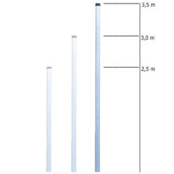 Rohrpfosten zum Einbetonieren, Ø 7,6 cm, Länge 3,5 m, aus Stahl, 2 mm Wandstärke