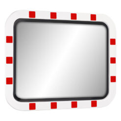 Edelstahl-Verkehrsspiegel IceFree ECO, Kunststoffrahmen, rot/weiß, 60 x 45 cm