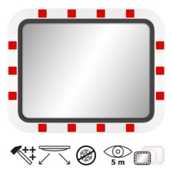 Edelstahl-Verkehrsspiegel IceFree ECO, Kunststoffrahmen, rot/weiß, 60 x 45 cm