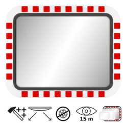 Edelstahl-Verkehrsspiegel IceFree ECO, Kunststoffrahmen, rot/weiß, 100 x 80 cm