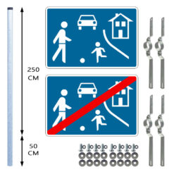 Komplett-Set Verkehrsberuhigter Bereich, VZ 325.1/325.2, RA1, Doppelseitig