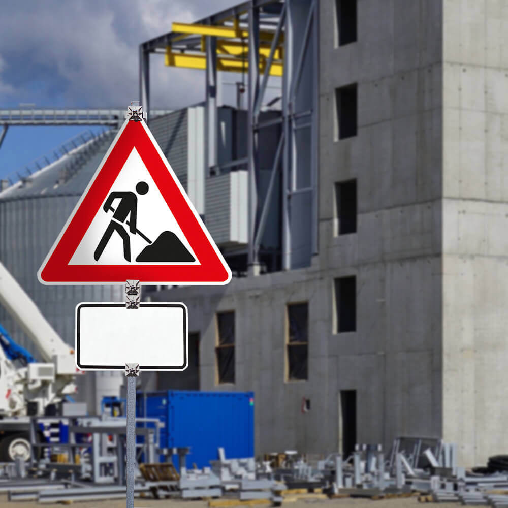 Schilder-Set 'Achtung Baustelle' mit VZ 123 und Blankoschild, RA2, 8-teilig