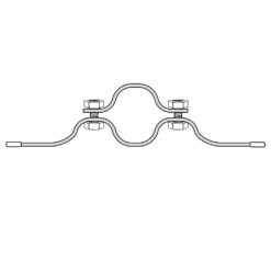 Rohrschelle R190, für Rohre Ø 6 cm, 95,5 x 3 cm, Lochabstand 900 mm, Stahl