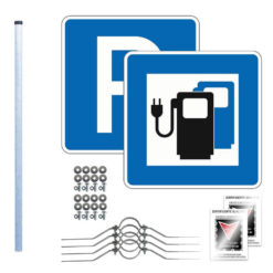Komplett-Set Parken an Ladestation für E-Autos mit 3 m Pfosten und Befestigung