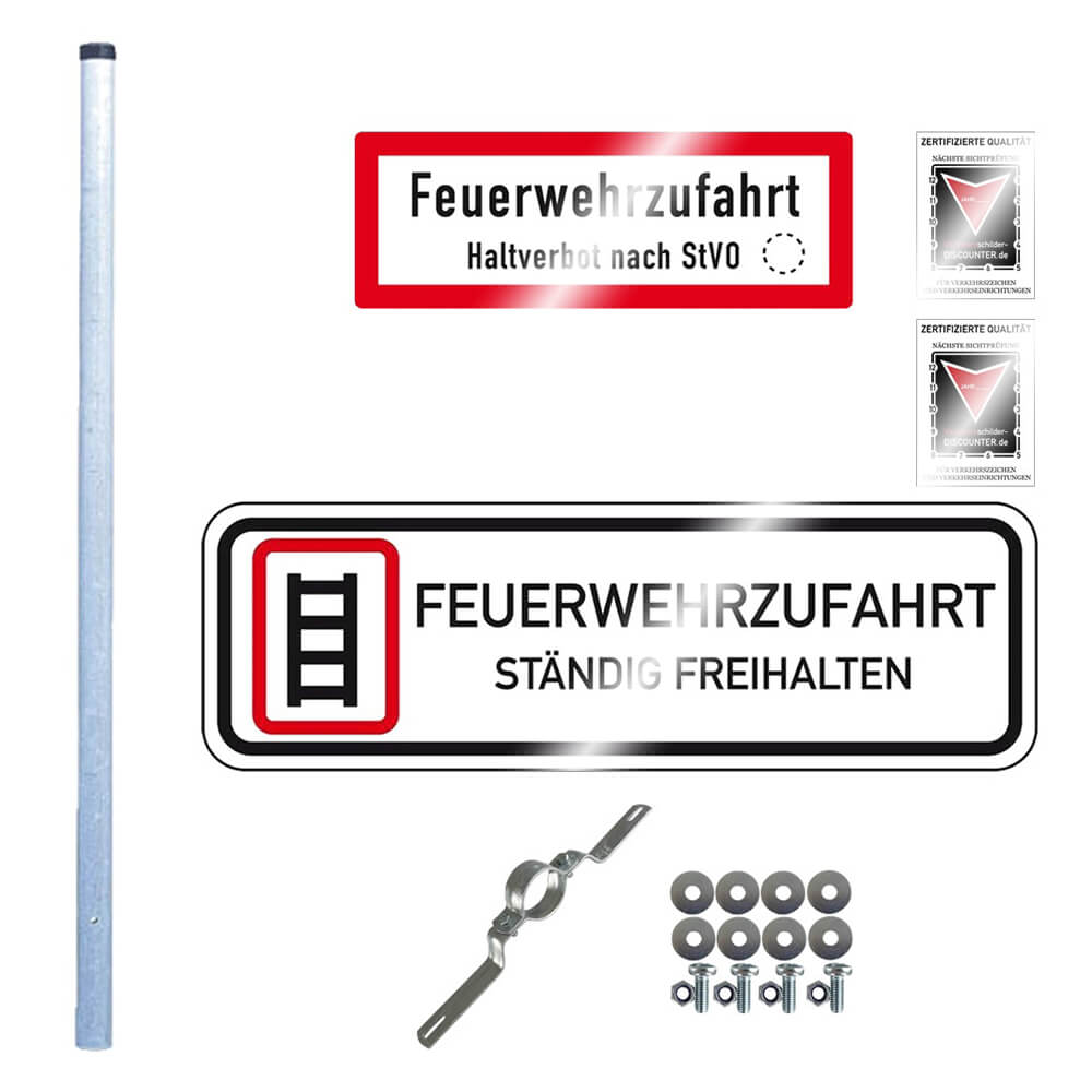 Komplett-Set Feuerwehrzufahrt: Feuerwehrzufahrt Halteverbot, Zufahrt frei halten