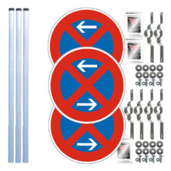 Komplett-Set Halteverbot groß: Halteverbot Anfang + Mitte + Ende mit 3m Pfosten