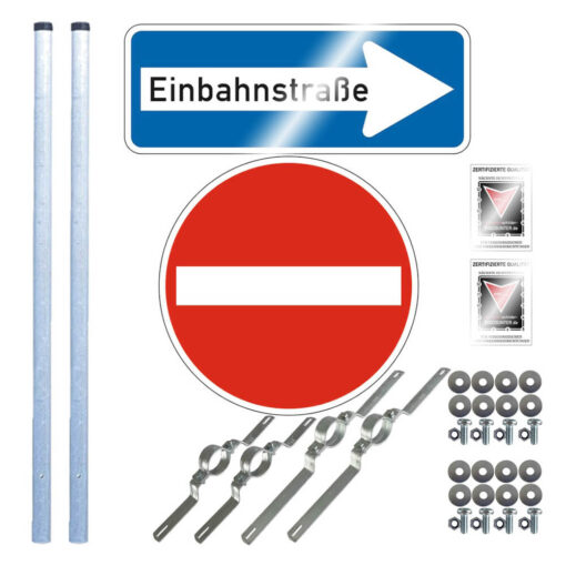 Komplett-Set Einfahrt: Einfahrt verboten, Einbahnstraße rechts zum Einbetonieren