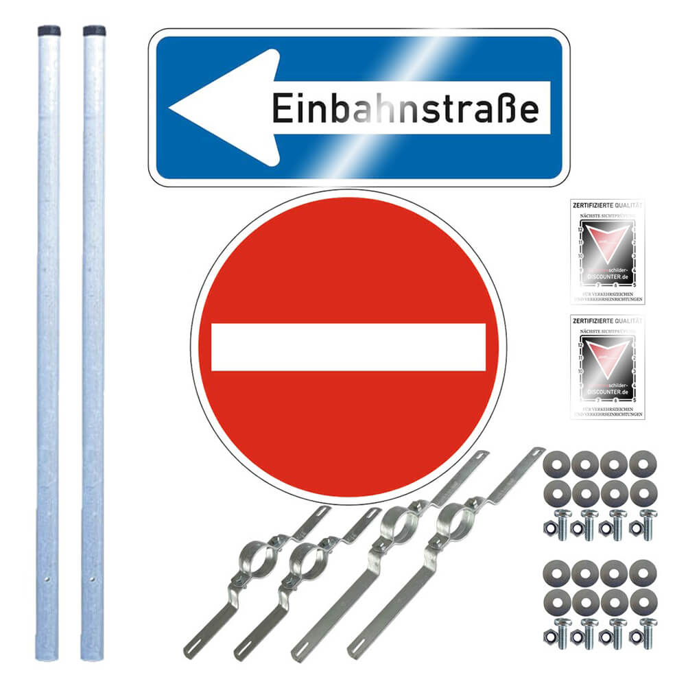 Komplett-Set Einfahrt: Einfahrt verboten, Einbahnstraße links zum Einbetonieren
