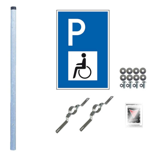 Komplett-Set Parken nur für Behinderte, 2 m Einbetonier-Pfosten und Befestigung