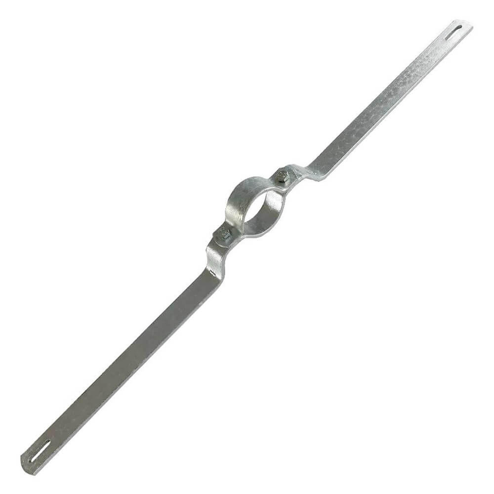 Rohrschelle R390, für Rohre Ø 7,6 cm, 94,5 x 3 cm, Lochabstand 900 mm, Stahl