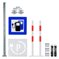 Komplett-Set: Schutz und Markierung 'E-Ladestation' für 2 Parkplätze