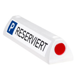 Parkplatzbegrenzer RESERVIERT, weiß, 45 cm Länge, Kunststoff, mit Reflektoren