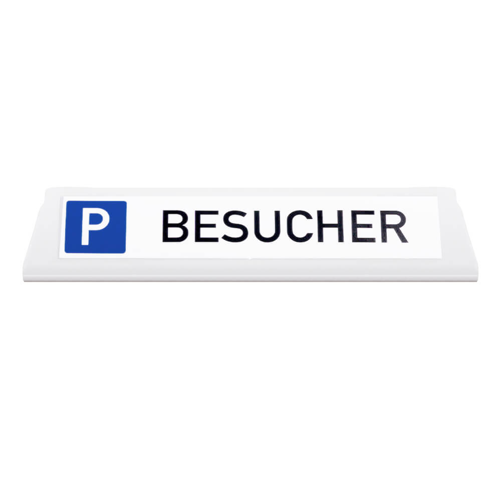 Parkplatzbegrenzer BESUCHER, weiß, 45 cm Länge, Kunststoff, mit Reflektoren