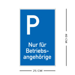 Richtzeichen Parken, Nur für Betriebsangehörige, Kunststoff, 25 x 40 cm, 3 Stück