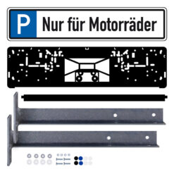 Parkplatzreservierungsschild MOTORRÄDER, Set zum Aufschrauben, 52 x 11 cm