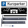 Parkplatzreservierungsschild KURZPARKER, Set zum Aufschrauben, 52 x 11 cm