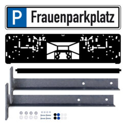 Parkplatzreservierungsschild FRAUENPARKPLATZ, Set zum Aufschrauben, 52 x 11 cm