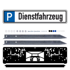 Parkplatzreservierungsschild DIENSTFAHRZEUG, Set zum Einschlagen, 52 x 11 cm