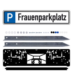Parkplatzreservierungsschild FRAUENPARKPLATZ, Set zum Einschlagen, 52 x 11 cm