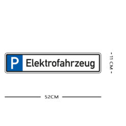 Parkplatzreservierungsschild ELEKTROFAHRZEUG, Set zum Einschlagen, 52 x 11 cm