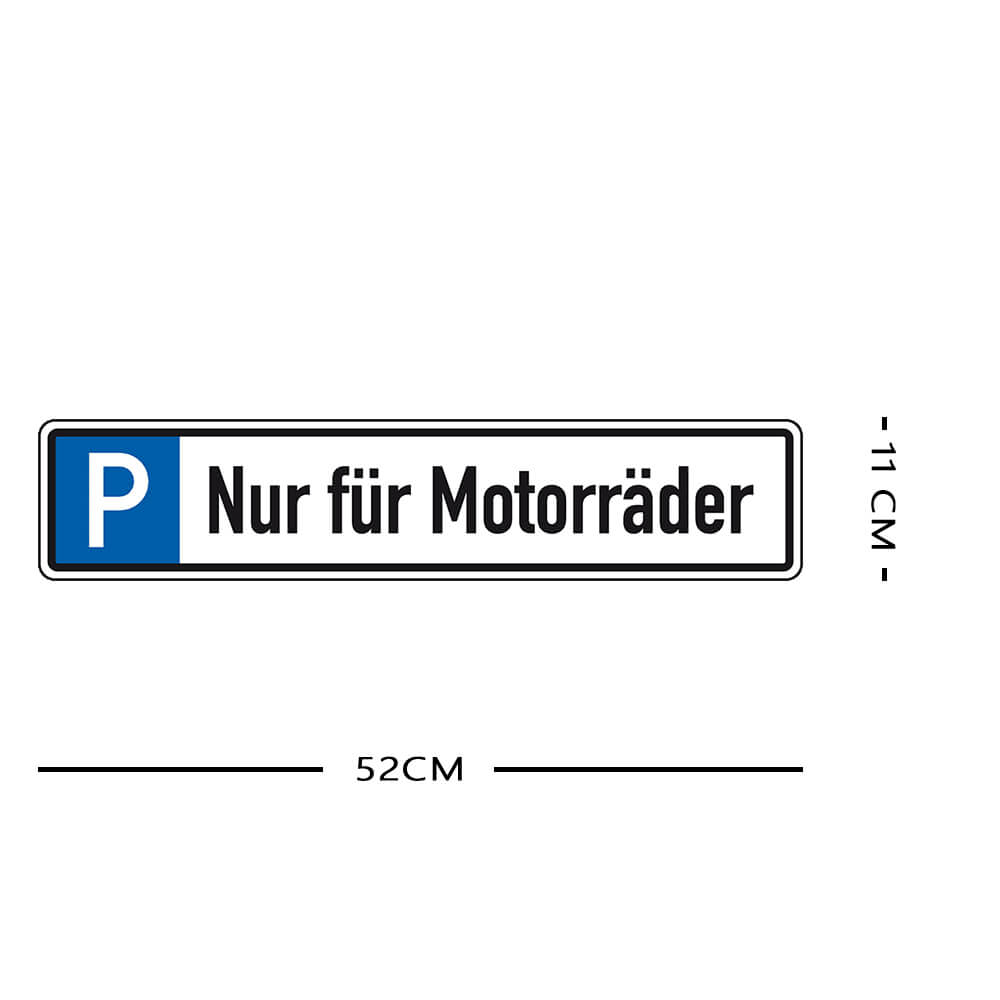 Parkplatzreservierungsschild MOTORRÄDER, Set zum Einschlagen, 52 x 11 cm