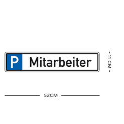 Parkplatzreservierungsschild MITARBEITER, Set zum Einschlagen, 52 x 11 cm