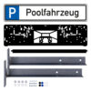 Parkplatzreservierungsschild POOLFAHRZEUG, Set zum Aufschrauben, 52 x 11 cm