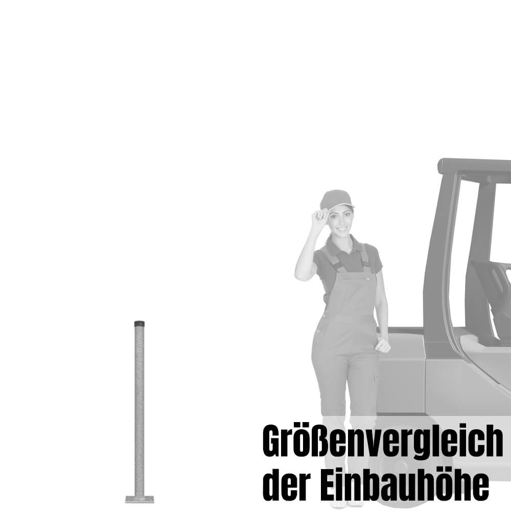 Rohrpfosten zum Aufschrauben, Ø 6 cm, Länge 1 m, aus Stahl, 2 mm Wandstärke