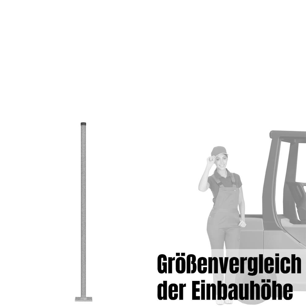 Rohrpfosten zum Aufschrauben, Ø 6 cm, Länge 2 m, aus Stahl, 2 mm Wandstärke