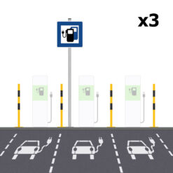 Komplett-SET Schutz & Markierung Ladestation mit 3 Parkplätzen