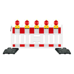 StVO-Sperr-Set, 2 m FUTURE Schrankenzaun, Fußplatten + 5 Blitzleuchten Rot, RA2
