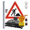 Komplett-Set Baustelle mit Leuchte, Gefahrzeichen Arbeitsstelle VZ 123, StVO