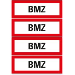 Brandschutzschild BMZ, 4 Stück, Kunststoff, Brandmeldezentrale, 29,7 x 10,5 cm