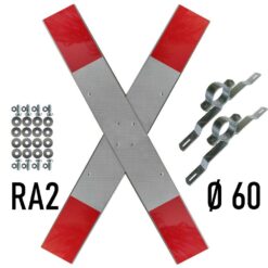 Andreaskreuz RA2 Komplettset, VZ 201-50, mit 60 mm Ø Rohrschellen, Schrauben