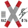 Andreaskreuz RA2 Komplettset, VZ 201-50, mit 76 mm Ø Rohrschellen, Schrauben