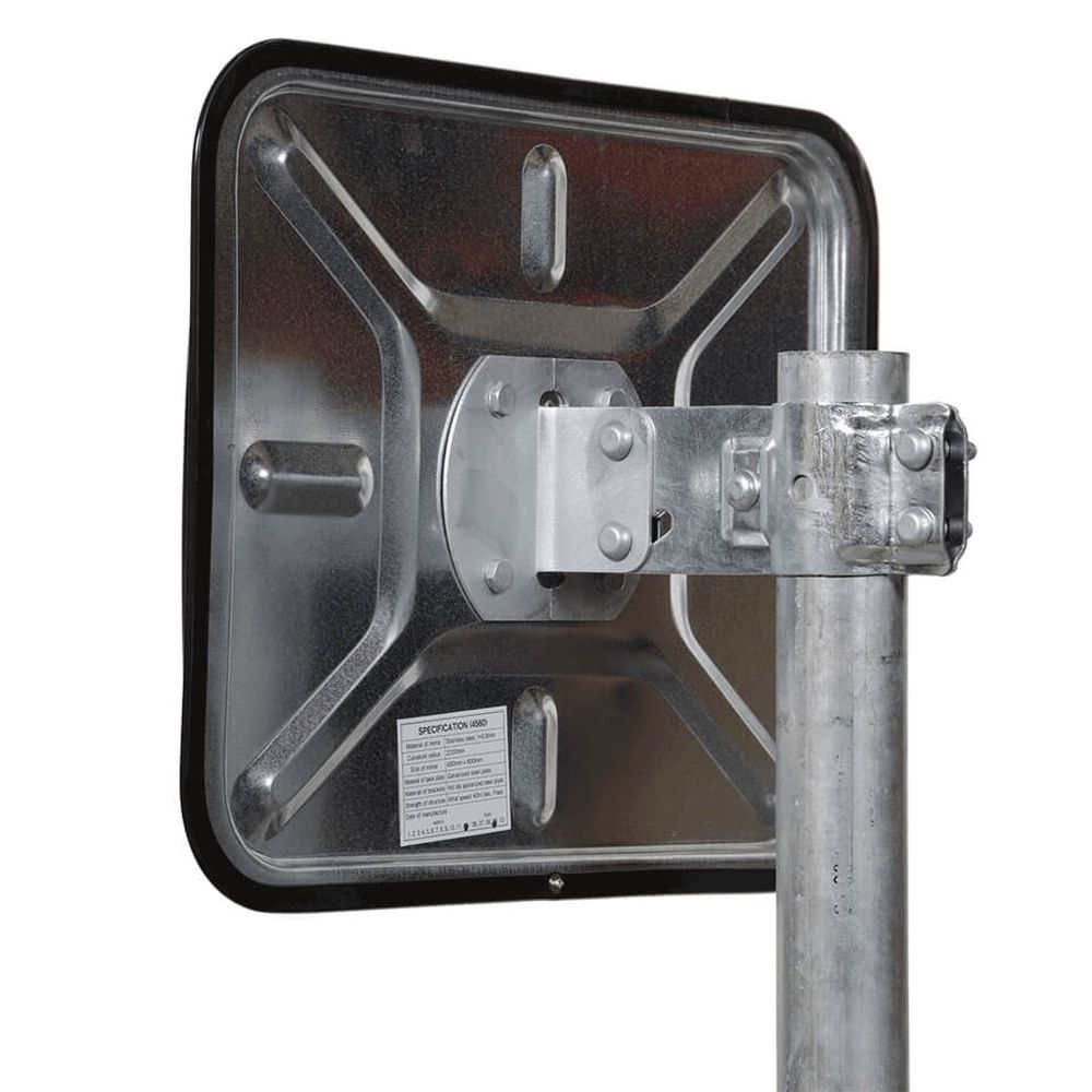 Edelstahl-Verkehrsspiegel mit Kunststoffrahmen, rot/weiß, rechteckig, 60 x 45 cm