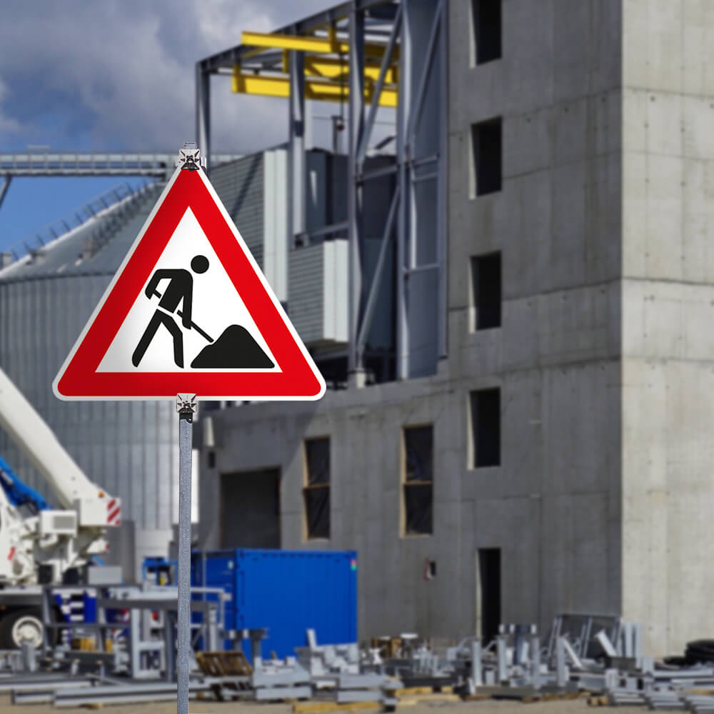 Achtung Baustelle-Set, mit Verkehrszeichen Nr. 123, extra standfest, 6-teilig