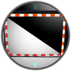 Edelstahl-Verkehrsspiegel, rot/weiß, rechteckig, 80 x 60 cm, mit Wandarm