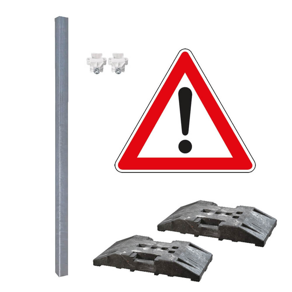 Achtung Gefahrenstelle-Set, Verkehrszeichen Nr. 101, extra standfest, 6-teilig