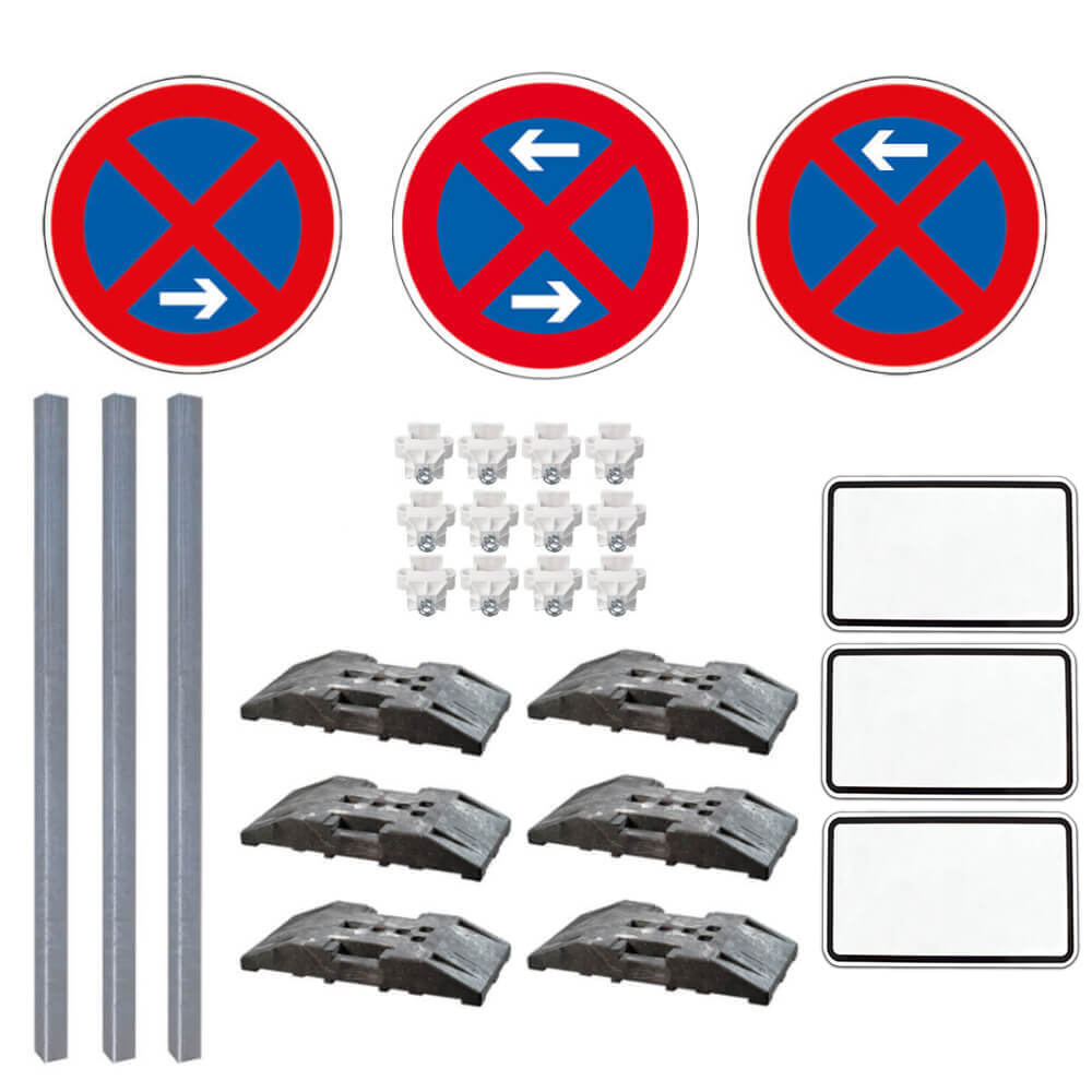 Haltverbotzonen Set, StVO/RSA, A/M/E, rechts, 27-tlg., mobil, K2, RA1, Ø 60 cm