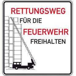 Komplett-Set Feuerwehrschild mit 3 m Einbetonier-Pfosten und Befestigung