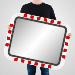 Edelstahl-Verkehrsspiegel IceFree ECO, Kunststoffrahmen, rot/weiß, 80 x 60 cm